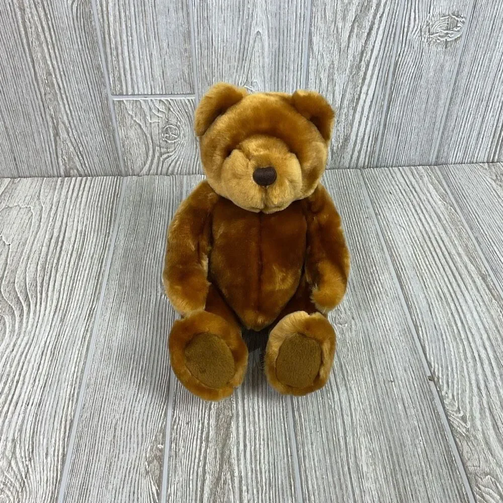 Vintage Velvete by Greek Teddy Bear Plush Brown Velvet Soft Stuffed Toy 8” Seate